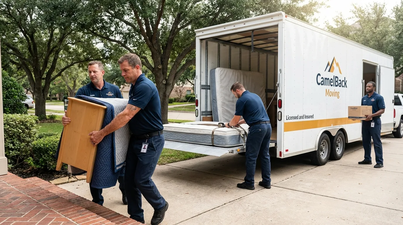 Crew loading residential truck for cross-state move from Joseph City, AZ